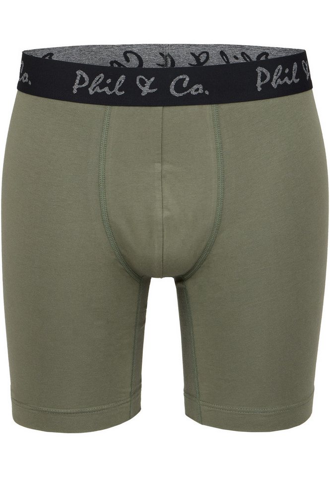 Phil & Co. Langer Boxer Long Boxer Briefs - langes Bein - Jersey - ohne störendes Etikett (4-St) Retroshorts Boxershorts Multipack Mehrpack Baumwolle Herren 4-P – Bild 2 von 4