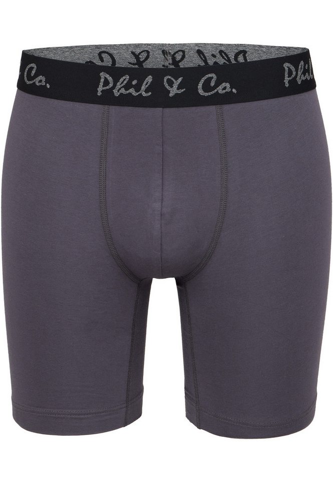 Phil & Co. Langer Boxer Long Boxer Briefs - langes Bein - Jersey - ohne störendes Etikett (4-St) Retroshorts Boxershorts Multipack Mehrpack Baumwolle Herren 4-P – Bild 3 von 4