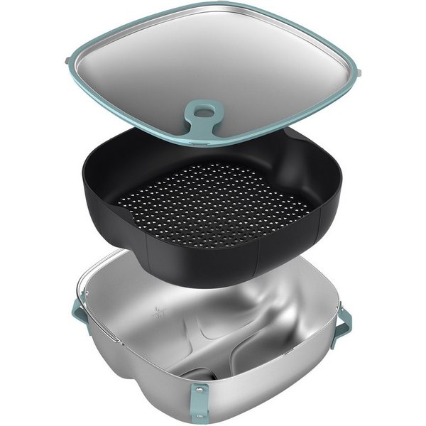 Philips Airfryer-Grillrost HD9960/00, 2-in-1: Wokpfanne und Dampfgareinsatz Airfryer Zubehör, passt zu Airfryer Combi 7000 Series, HD9876, 9880, spülmaschinenfe