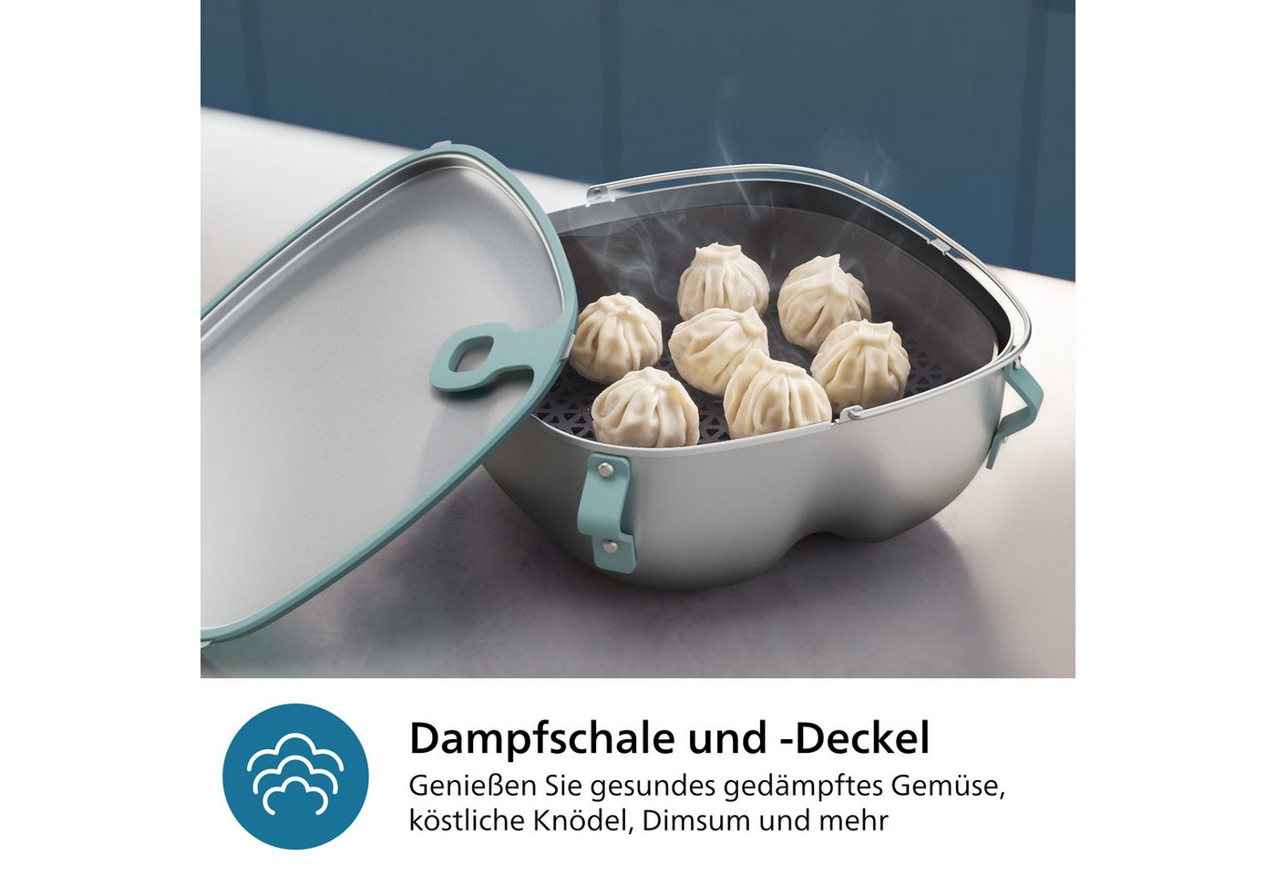 Philips Airfryer-Grillrost HD9960/00, 2-in-1: Wokpfanne und Dampfgareinsatz Airfryer Zubehör, passt zu Airfryer Combi 7000 Series, HD9876, 9880, spülmaschinenfe – Bild 4 von 5