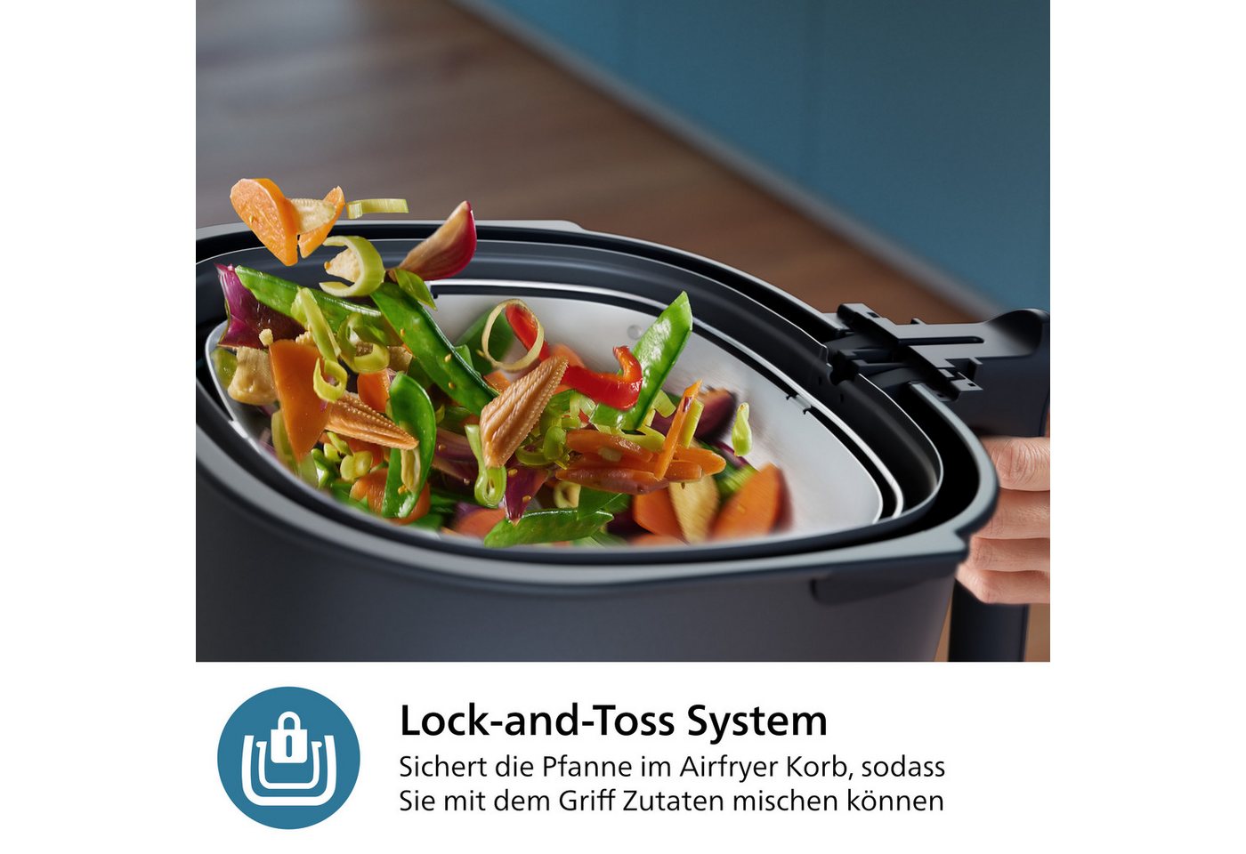 Philips Airfryer-Grillrost HD9960/00, 2-in-1: Wokpfanne und Dampfgareinsatz Airfryer Zubehör, passt zu Airfryer Combi 7000 Series, HD9876, 9880, spülmaschinenfe – Bild 5 von 5