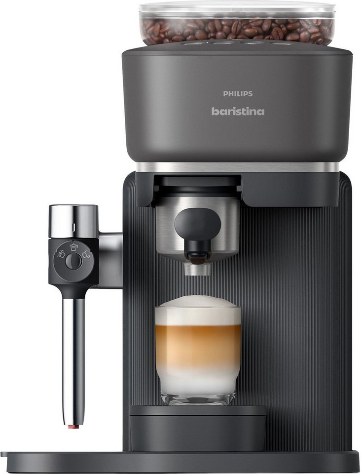 PHILIPS baristina Espressomaschine Latte BAR400/60 mit Mahlwerk für ganze Bohnen und Milchschaumdüse, 3 Schaumarten, 16 bar Pumpendruck, Schwarzgrau – Bild 3 von 5