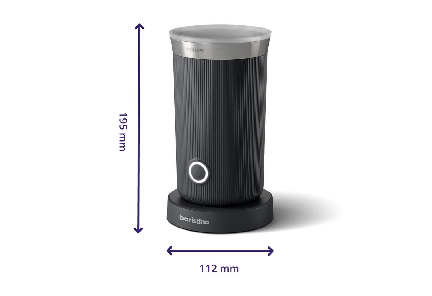 PHILIPS baristina Milchaufschäumer BAR311, Antihaftbeschichtung, leichte Reinigung, warmer und kalter Milchschaum, 120 ml Fassungsvermögen – Bild 3 von 5
