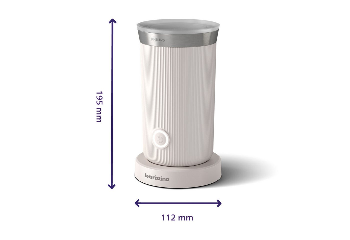 PHILIPS baristina Milchaufschäumer BAR311, Antihaftbeschichtung, leichte Reinigung, warmer und kalter Milchschaum, 120 ml Fassungsvermögen – Bild 3 von 5