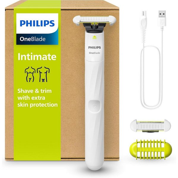 Philips Beauty-Trimmer OneBlade Intimate QP1924/30 Elektrischer Intimrasierer Frauen Männer, Intimrasur Damen Herren