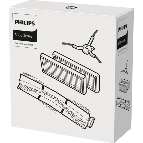 Philips Bodenwischer-Set XV1433/00, (Packung, 4-St), für Saugroboter XU3000/02, XU3110/02 mit 2x Filter, 1x Seitenbürsten