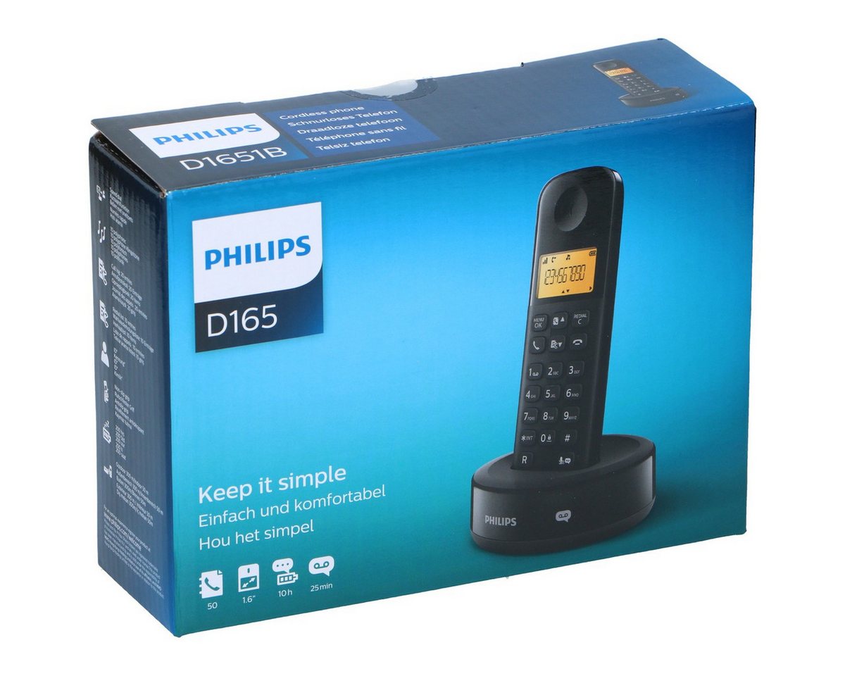 Philips Philips D165B Telefon Schnurlos – Festnetztelefon Schnurlos DECT-Telefon – Bild 2 von 2
