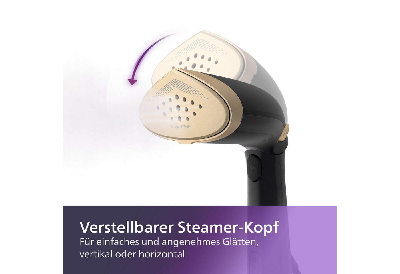 Philips Dampfbürste STH7060/80 "Performer", 100 ml und 200 ml Wassertank, Metallplatte, 1500 W, verstellbarer Kopf, Handschuh und Stylemat inkl. – Bild 4 von 5