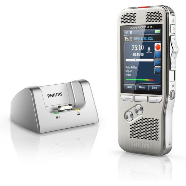 Philips DPM8100 Digitales Diktiergerät (PocketMemo Diktiergerät, Schiebeschalter, Integrator-Set)