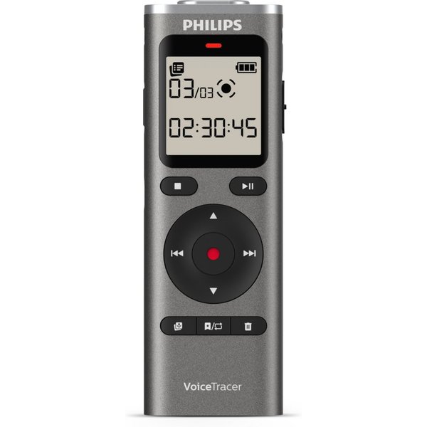 Philips DVT1170 VoiceTracer Audio-Recorder Digitales Diktiergerät (360°-Mikrofon, PCM-Format (WAV), One-Touch-Aufnahme, 8 GB)