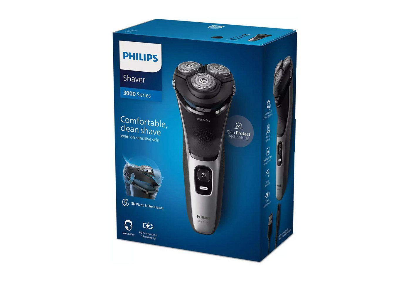 Philips Elektrorasierer 3000 Series S3143/00, PowerCut-Schersystem, Flex-Scherköpfe – Bild 4 von 4