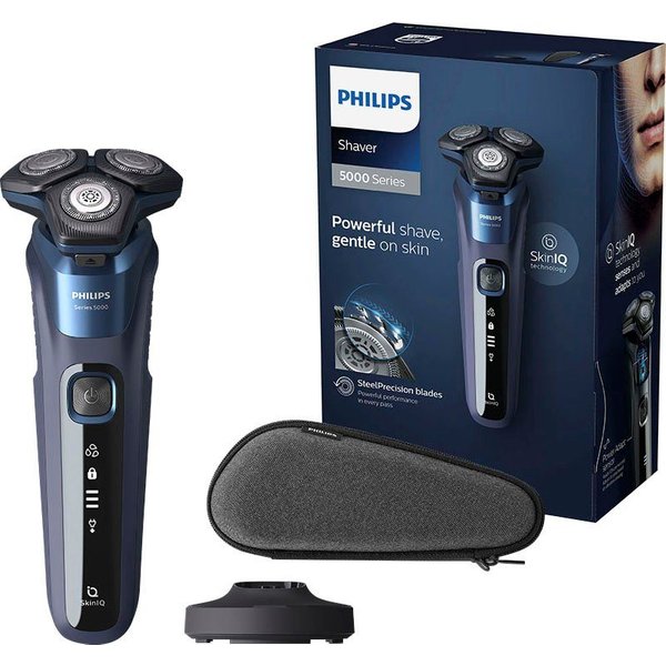 Philips Elektrorasierer Shaver Series 5000 S5885/35, ausklappbarer Präzisionstrimmer, Etui, Ladestand, mit SkinIQ Technologie