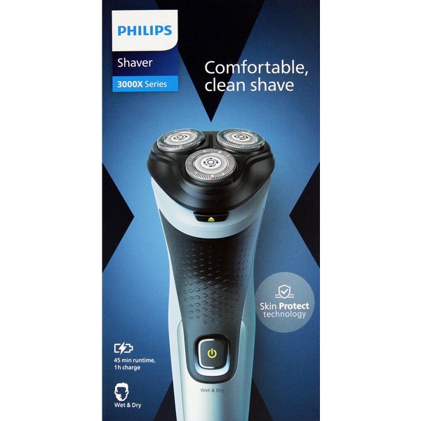 Philips Elektrorasierer X3063/00 Series3000X elektr. Nass-/Trockenrasierer Akku USB Himmelblau