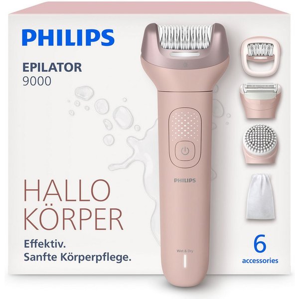 Philips Epilierer Series 9000 BRE718/00, Aufsätze: 5 St., nass und trocken verwendbar, mit 2 Geschwindigkeitsstufen