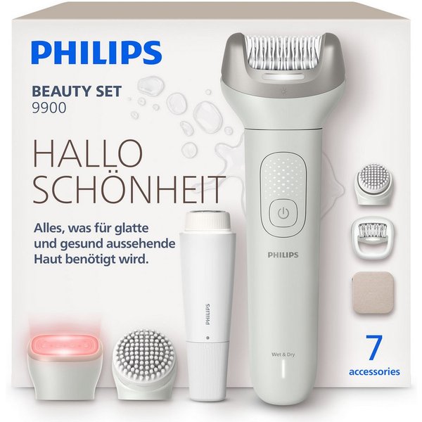 Philips Epilierer Series 9900 BRE738/00, Aufsätze: 4 St., Nass-und Trockenfunktion, inkl.Gesichtsreinigungsbürste