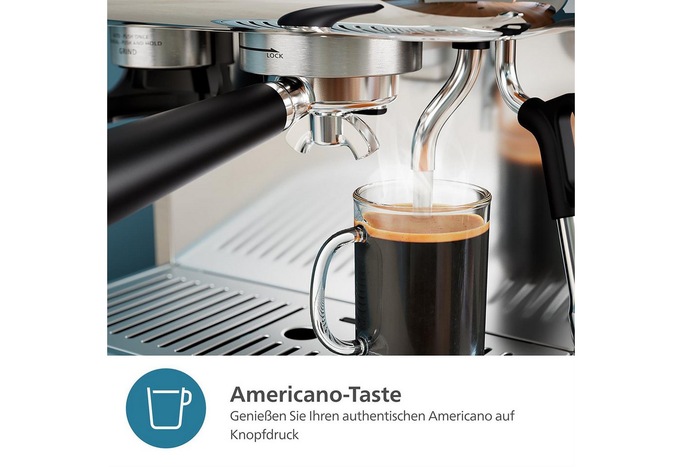 Philips Espressomaschine PSA3218/01 Barista Brew, halbautomatisch, mit 250-g-Bohnenbehälter, Korbfilter, Siebträger und Milchkanne aus Edelstahl, Silber – Bild 2 von 5