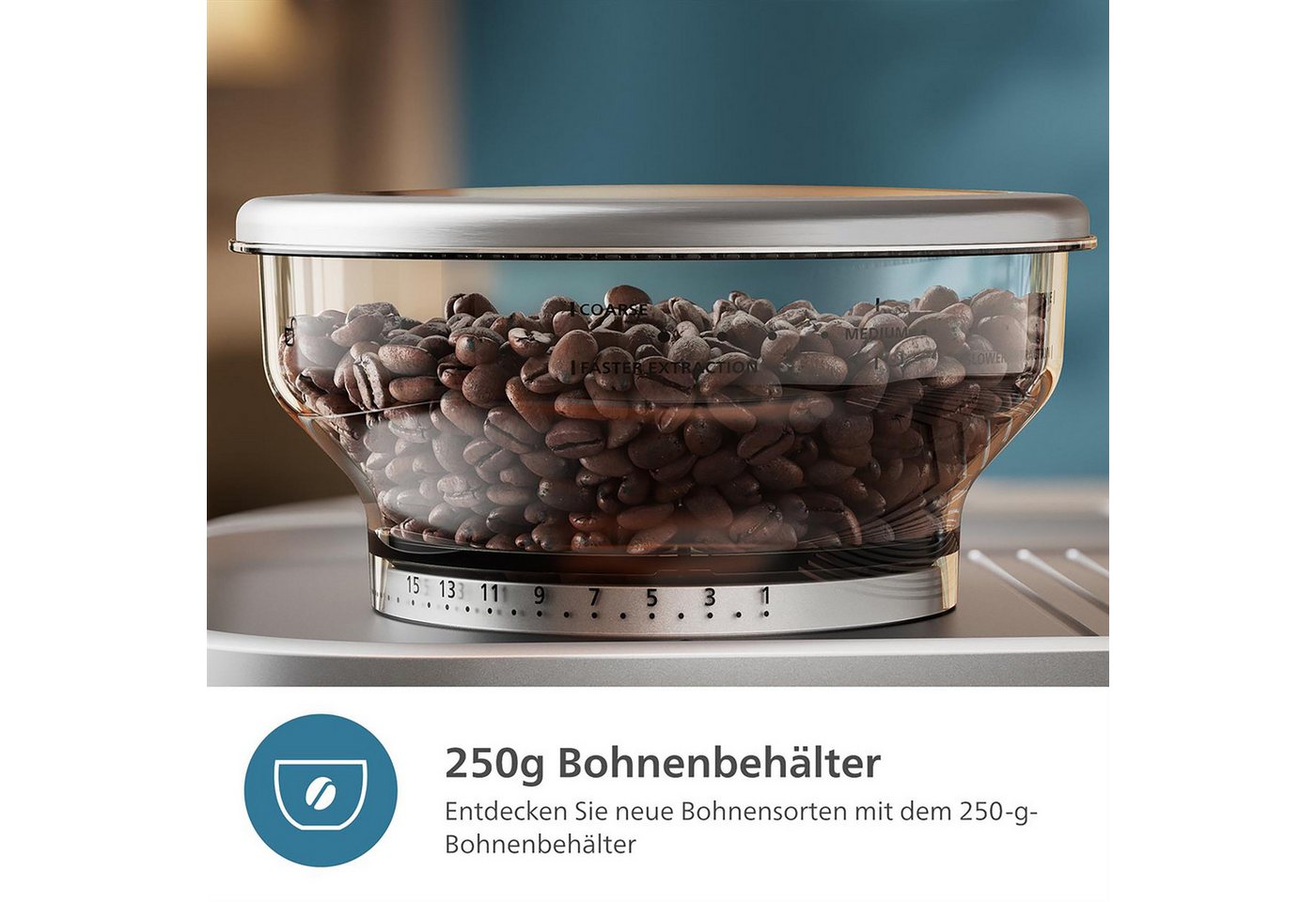 Philips Espressomaschine PSA3218/01 Barista Brew, halbautomatisch, mit 250-g-Bohnenbehälter, Korbfilter, Siebträger und Milchkanne aus Edelstahl, Silber – Bild 4 von 5