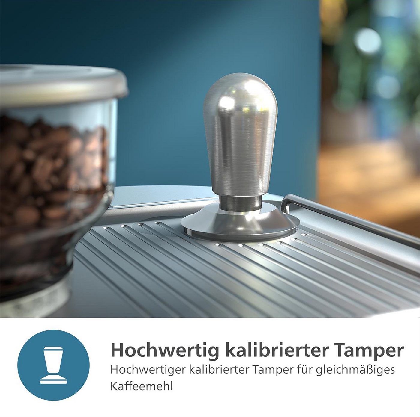 Philips Espressomaschine PSA3218/01 Barista Brew, halbautomatisch, mit 250-g-Bohnenbehälter, Korbfilter, Siebträger und Milchkanne aus Edelstahl, Silber – Bild 5 von 5