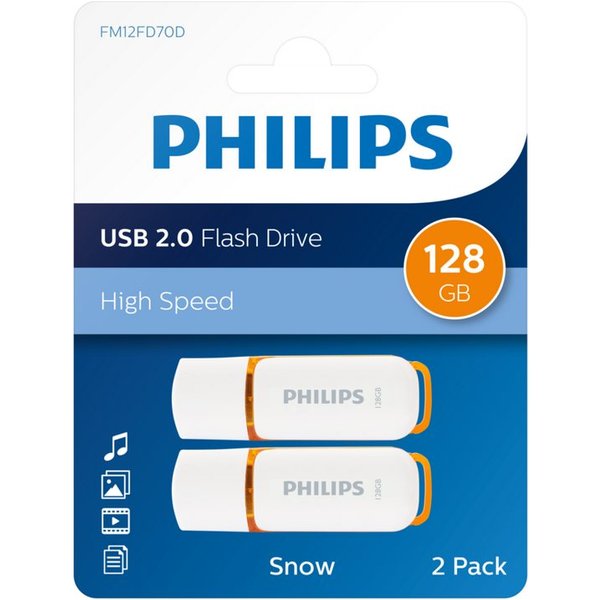 Philips FM12FD70D/00 USB-Stick (USB 2.0, Lesegeschwindigkeit 25,00 MB/s, Sunrise Orange®, 128GB, USB2.0, 2er Pack)