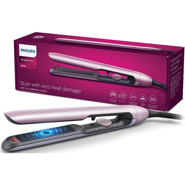 Philips Glätteisen Series 5000 BHS530/00 Keramik-Beschichtung, mit ThermoShield-Technologie, Ionisierungsfunktion, 12 Einstellungen