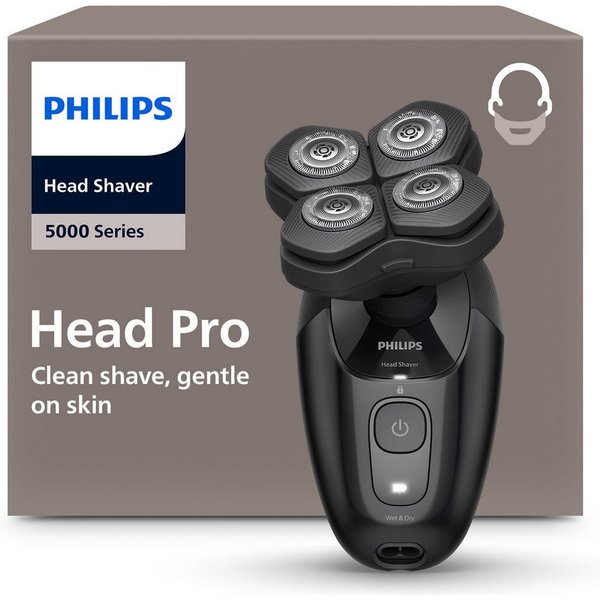 Philips Glatzen-Rasierer HS5980/15, Haarschneider mit 36 ComfortCut-Klingen, nass und trocken verwendbar