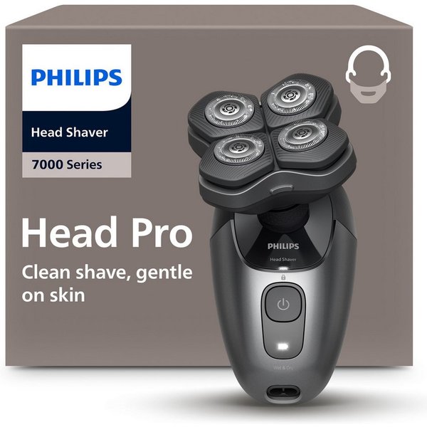 Philips Glatzen-Rasierer HS7980/15, Haarschneider mit 36 ComfortCut-Klingen, inkl. Reinigungsstation