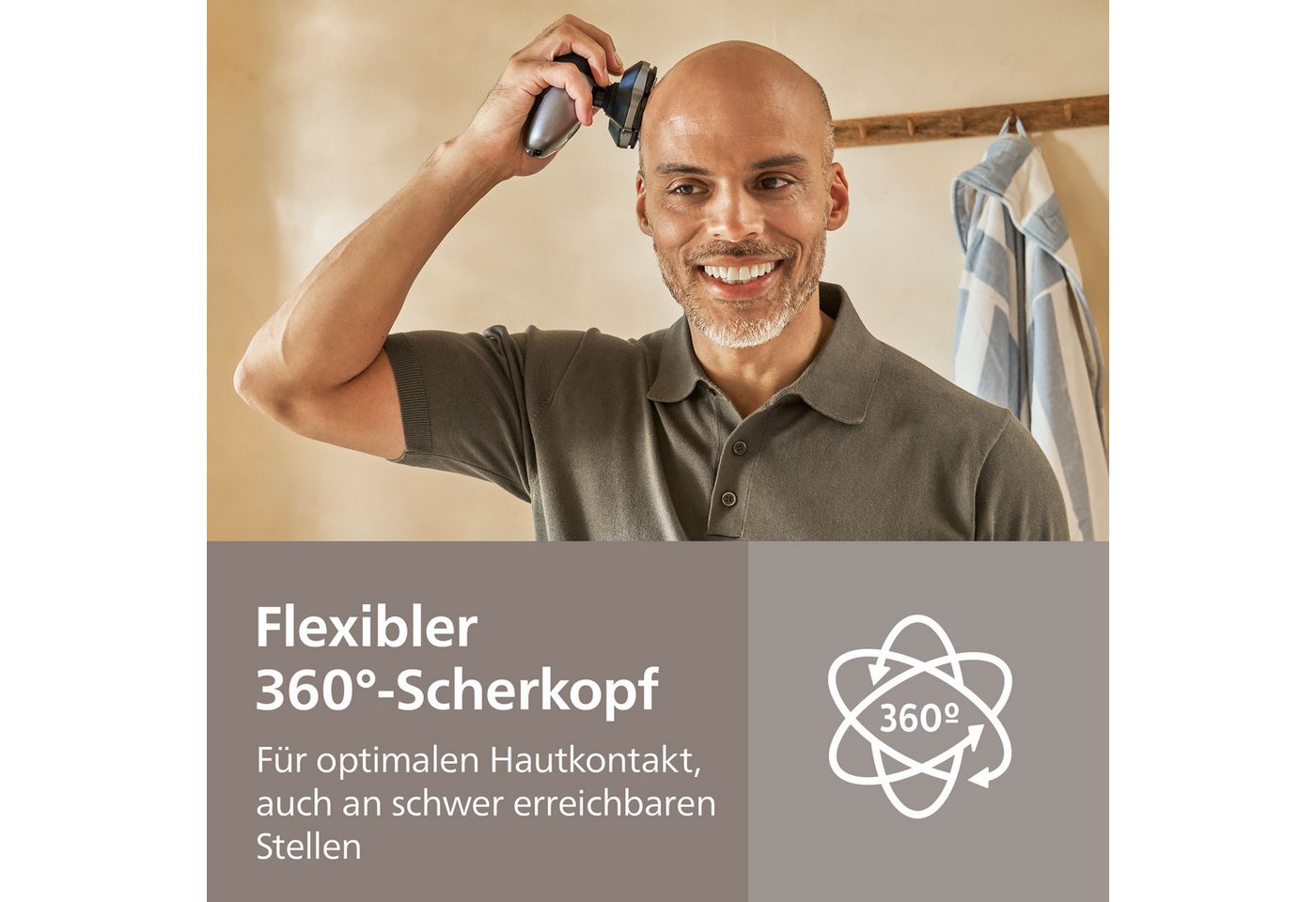 Philips Glatzen-Rasierer HS7980/15, Haarschneider mit 36 ComfortCut-Klingen, inkl. Reinigungsstation – Bild 3 von 5