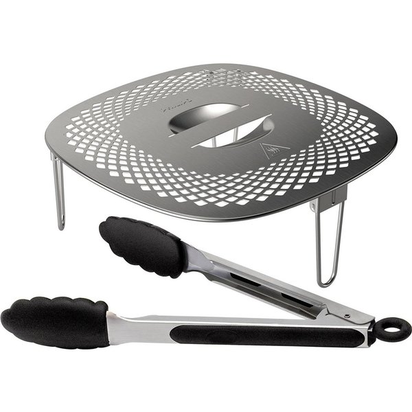 Philips Grillpfanneneinsatz HD9954/01 Snack Profi-Kit, Edelstahl, Silikon, (3-St), Snackdeckel+ Zange für Airfryer XXL HD96XX, HD97XX, HD98XX