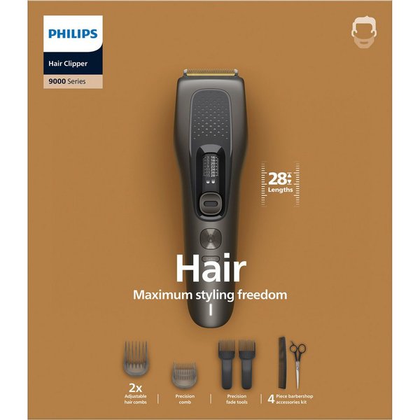 Philips Haarschneider Serie 9000 HC9722/15, 28 Längeneinstellungen, Precision Fade Tools und Turbo Modus