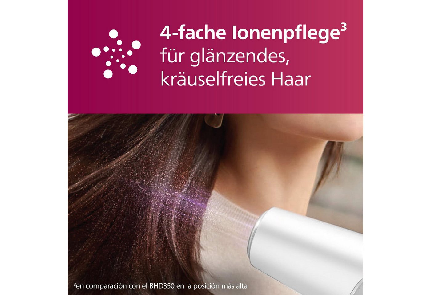 Philips Haartrockner BHD500/20, 2100 W Power, Ionentechnologie, 6 Geschwindigkeiten, 3 Heizstufen – Bild 4 von 5
