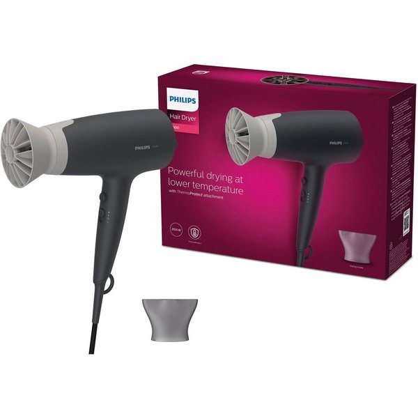 Philips Haartrockner Essential Series 3000 BHD351/10, 2100 W, mit ThermoProtect Aufsatz, 6 Hitze- und Geschwindigkeitsstufen