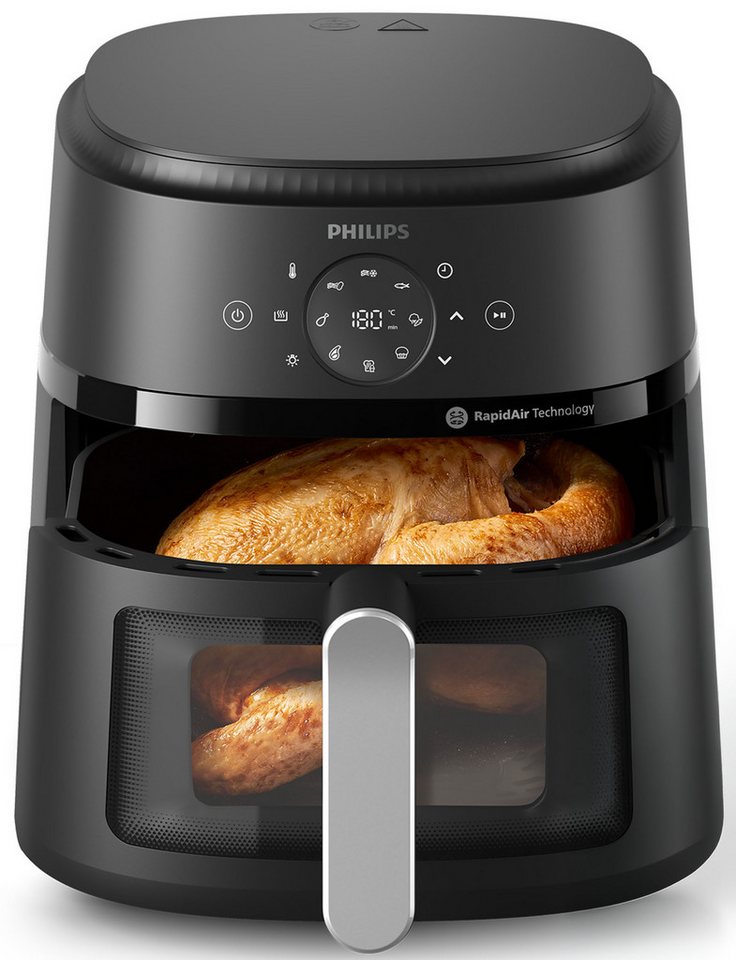 Philips Heißluftfritteuse Airfryer 2000 NA231/00, mit 6.2L, Sichtfenster, 1700 W, RapidAir Technologie und 13 Kochfunktionen, Schwarz/Silber – Bild 3 von 5
