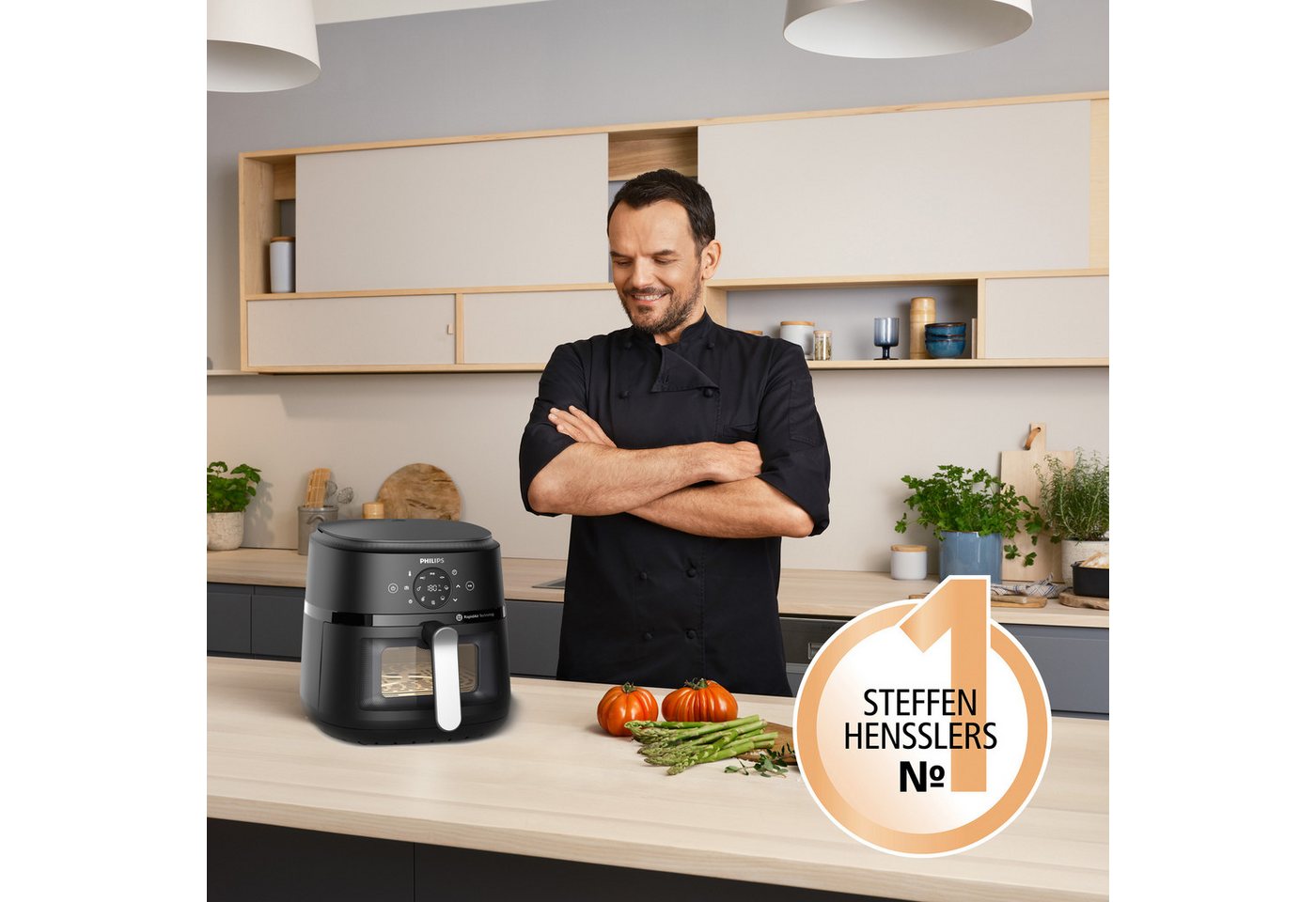 Philips Heißluftfritteuse Airfryer 2000 NA231/00, mit 6.2L, Sichtfenster, 1700 W, RapidAir Technologie und 13 Kochfunktionen, Schwarz/Silber – Bild 4 von 5