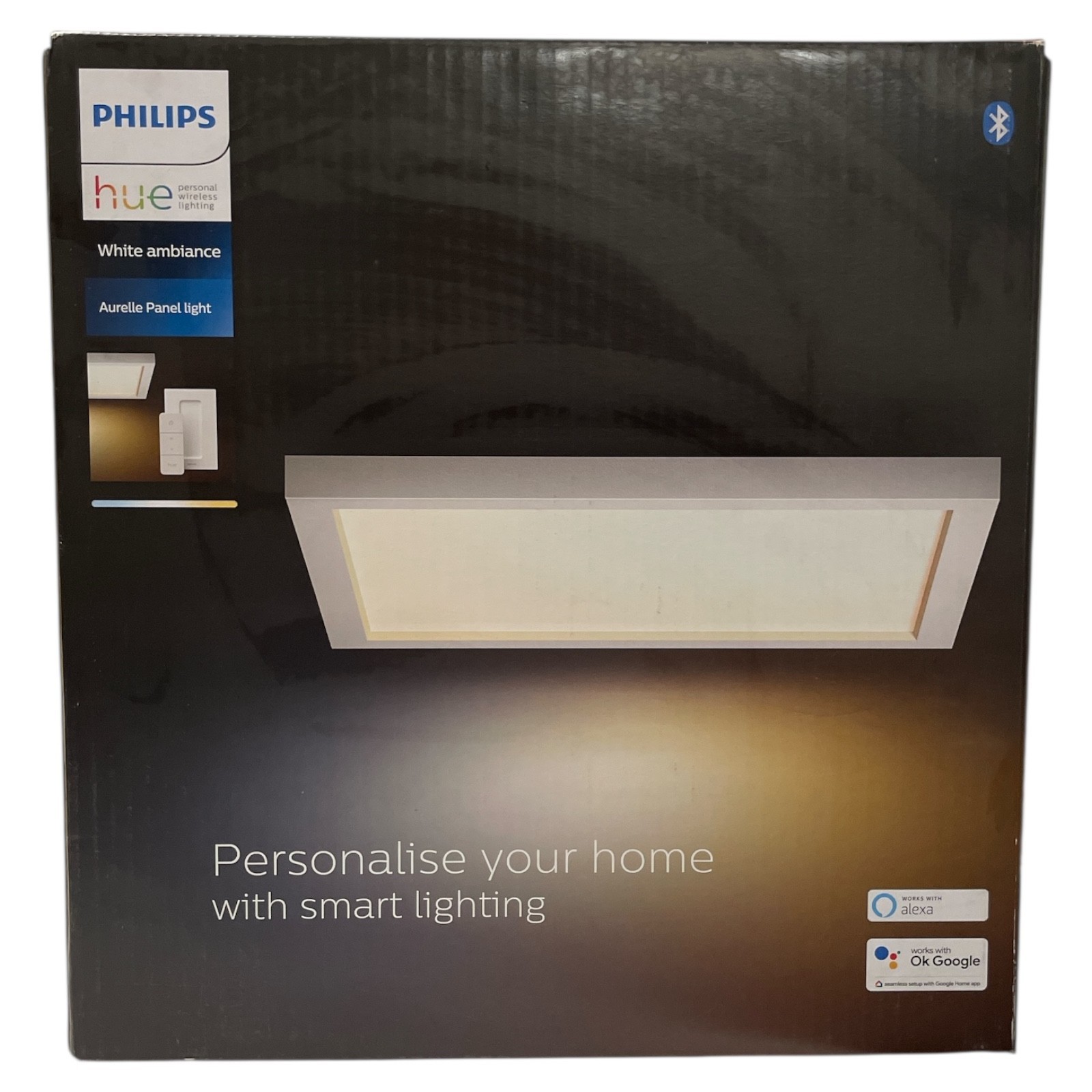 Philips Hue Aurelle Quadratisches LED Panel, 30x30cm, Dimmschalter, 19W, 1940lm