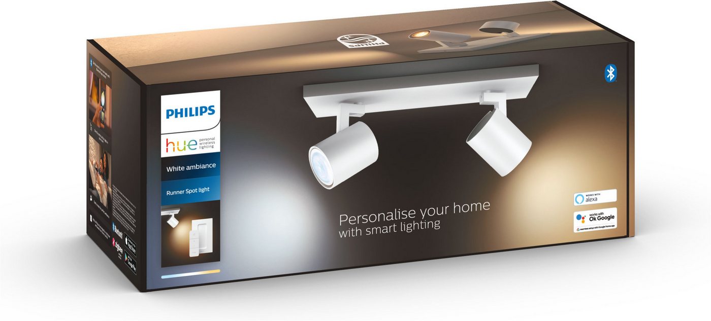 Philips Hue LED Deckenspot White Ambiance Runner Doppelspot weiß, Abschaltautomatik, Bluetooth, CCT - über Fernbedienung, Dimmer, Dimmfunktion, Einschlafhilfe,  – Bild 4 von 5