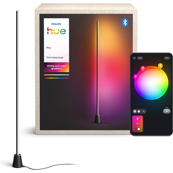 Philips Hue LED Stehlampe Play Stehleuchte, 135 cm, RGBW, Weiß & Farbverläufe, smartes Licht, Abschaltautomatik, Bluetooth, CCT - über Fernbedienung, Dimmer, Di