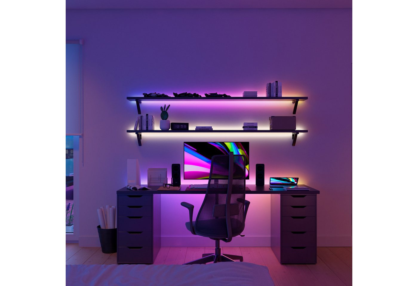 Philips Hue LED-Streifen Essential Gradient LED-Streifen RGBIC farbfähig, lebendige Farben, flexible Innenbeleuchtung, komp. mit gängigen Smart-Home-Assistenten – Bild 4 von 5