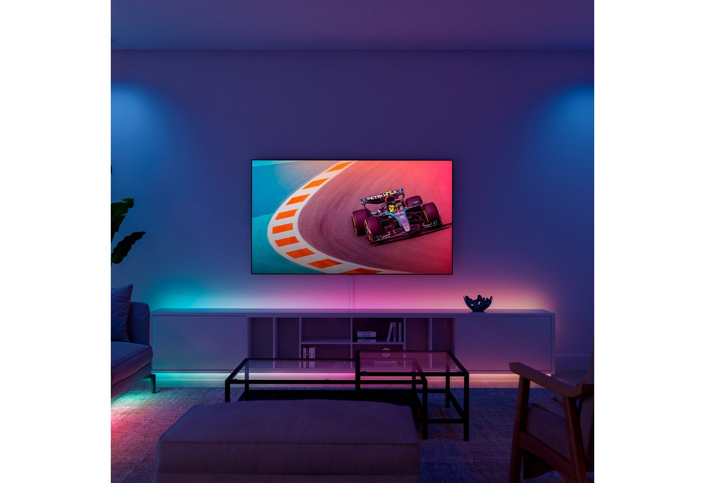 Philips Hue LED-Streifen Essential Gradient LED-Streifen RGBIC farbfähig, lebendige Farben, flexible Innenbeleuchtung, komp. mit gängigen Smart-Home-Assistenten – Bild 5 von 5