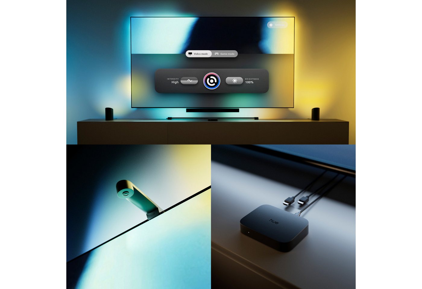 Philips Hue LED-Streifen Play Gradient Lightstrip Pro wahlweise für 65/85/100 Zoll TV, Zuschneidbar, RGBWWIC, weiche Farbverläufe, TV-Synchronisation – Bild 3 von 5