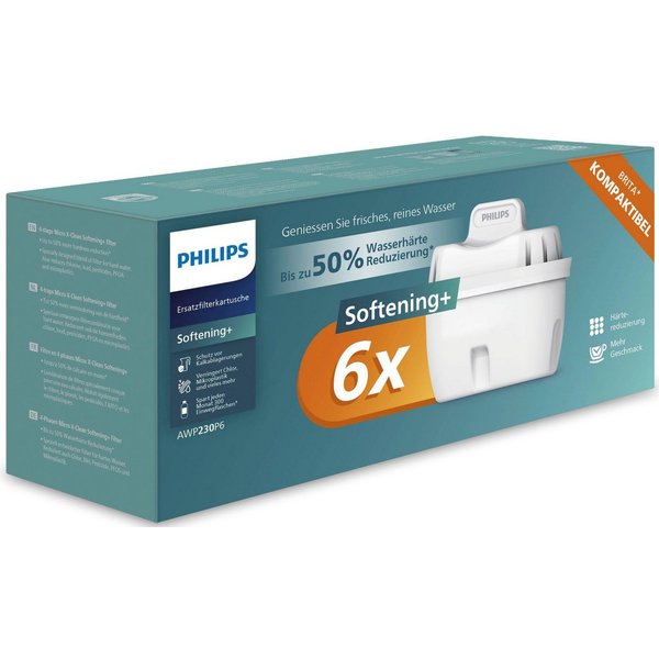 Philips Kalk- und Wasserfilter Micro X-Clean Softening, Zubehör für BRITA** MAXTRA**, MAXTRA+**, PerfectFit** und vielen anderen ovalen Filterkannen sowie ovale