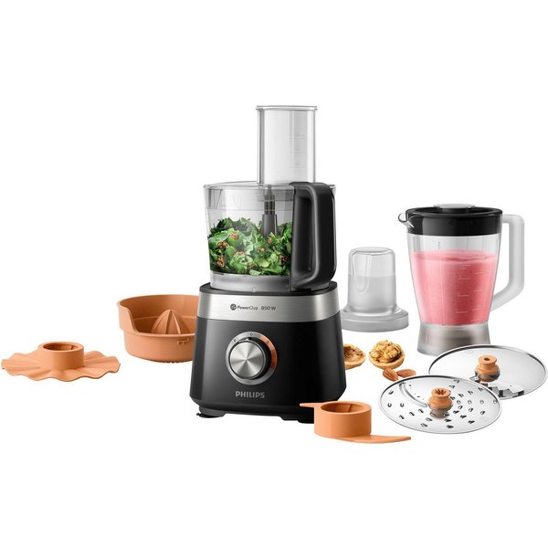 Philips Küchenmaschine HR7530/10 Viva Collection, 850 W, 2,1 l Schüssel, 31 Funktionen, inkl. 2-in-1 Schneidescheibe und Zitruspressenaufsatz