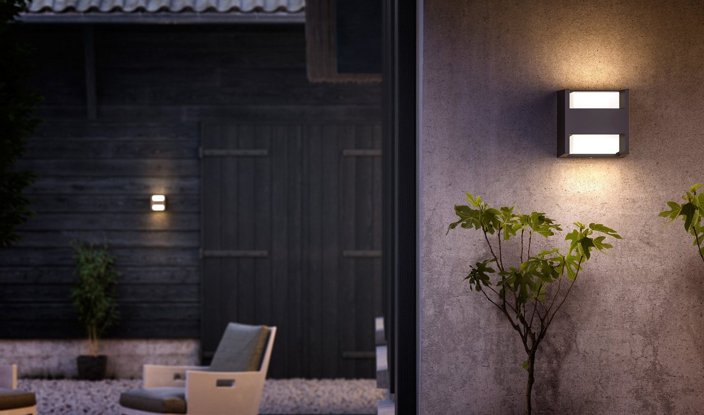 Philips LED Außen-Wandleuchte myGarden Arbour, 800lm, Anthrazit, LED fest integriert, Warmweiß – Bild 2 von 4