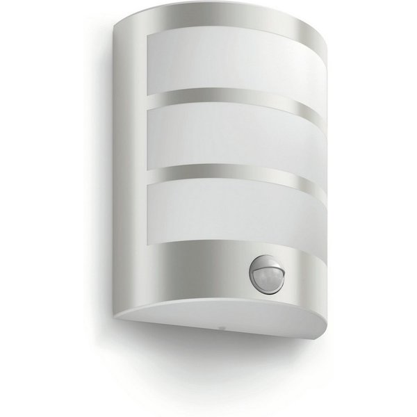 Philips LED Außen-Wandleuchte myGarden Python, 700 lm, Edelstahl, Abschaltautomatik, Bewegungsmelder, Leuchtdauer einstellbar, Memoryfunktion, LED fest integrie