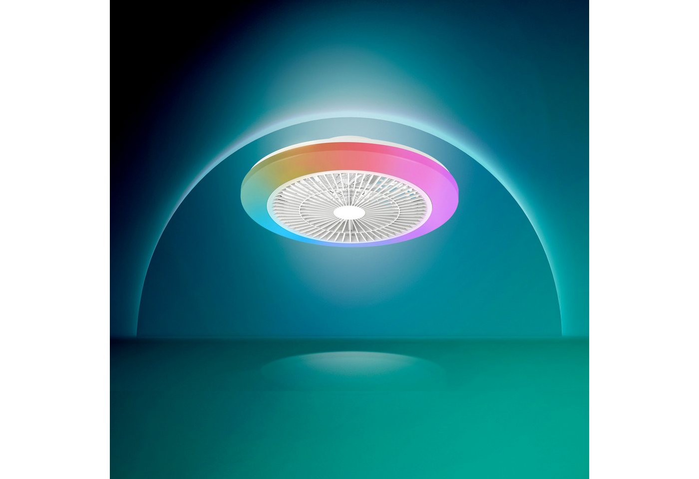 Philips LED Deckenleuchte Amigo Deckenventilator RGB, 40 W (Leuchte) + 20 W (Ventilator) weiß, CCT - über Fernbedienung, Dimmer, Dimmfunktion, Ein-/Ausschalter, – Bild 2 von 5