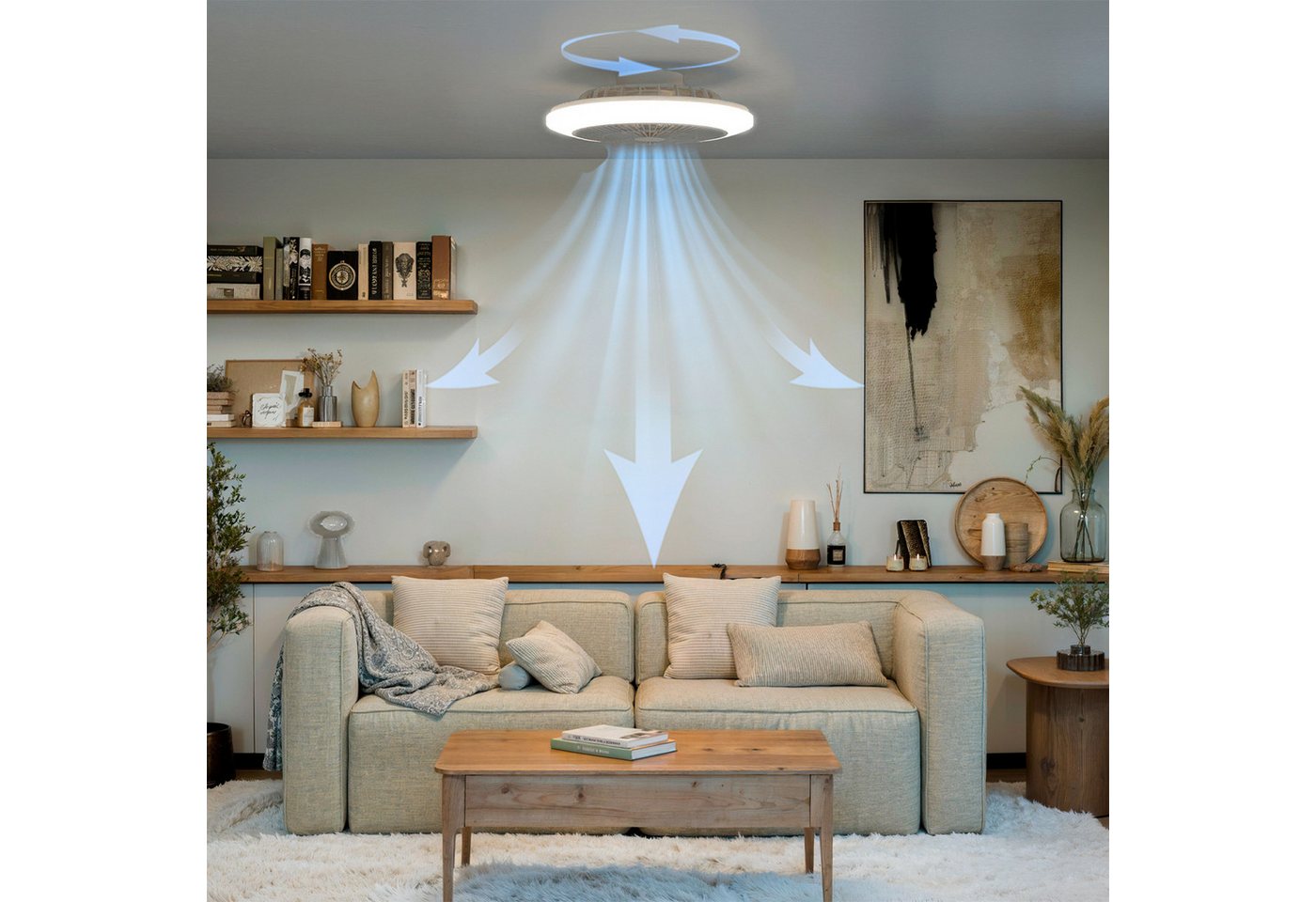 Philips LED Deckenleuchte Amigo Deckenventilator RGB, 40 W (Leuchte) + 20 W (Ventilator) weiß, CCT - über Fernbedienung, Dimmer, Dimmfunktion, Ein-/Ausschalter, – Bild 3 von 5