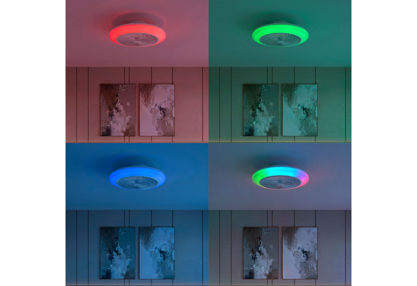 Philips LED Deckenleuchte Amigo Deckenventilator RGB, 40 W (Leuchte) + 20 W (Ventilator) weiß, CCT - über Fernbedienung, Dimmer, Dimmfunktion, Ein-/Ausschalter, – Bild 4 von 5