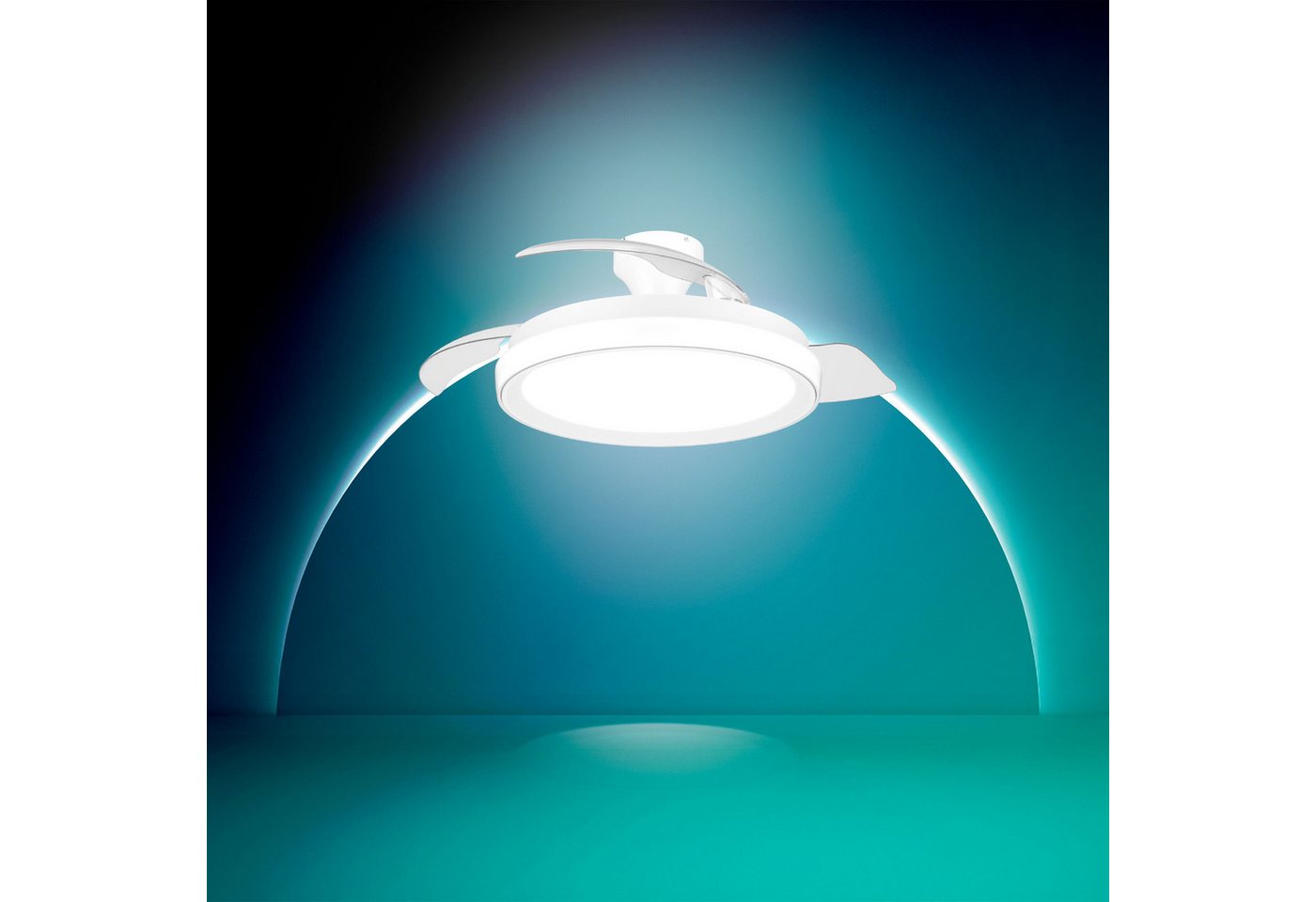 Philips LED Deckenleuchte Bliss 35W DC-Ventilator 28W, einziehbare Rotorblätter, Glitzeroptik, CCT - über Fernbedienung, Dimmer, Dimmfunktion, Ein-/Ausschalter, – Bild 4 von 5