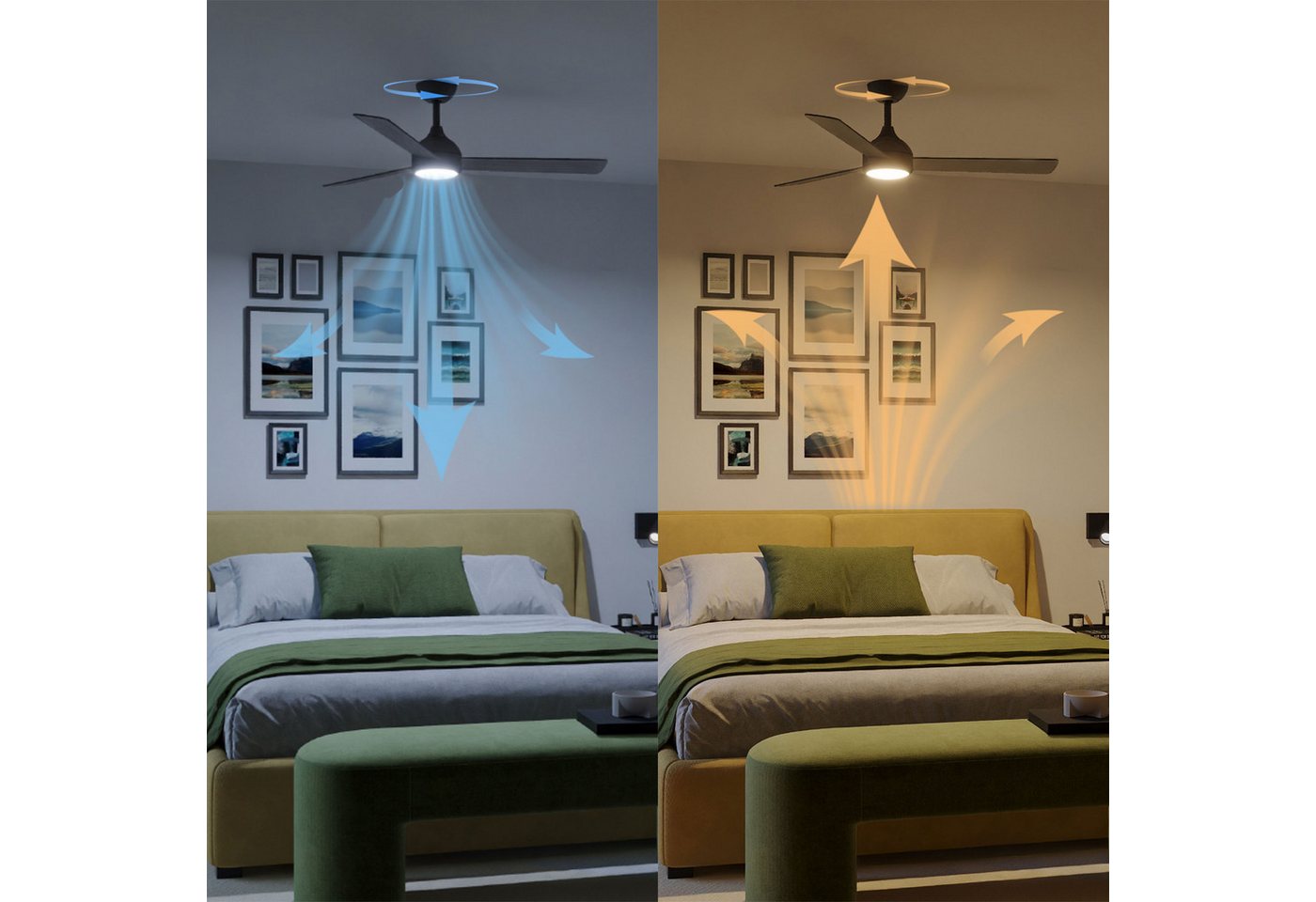 Philips LED Deckenleuchte Civx 24W, Ventilator 32W, drehbare Blätter, ⌀132cm schwarz-dunkelbraun, CCT - über Fernbedienung, Dimmer, Dimmfunktion, Ein-/Ausschalt – Bild 4 von 5