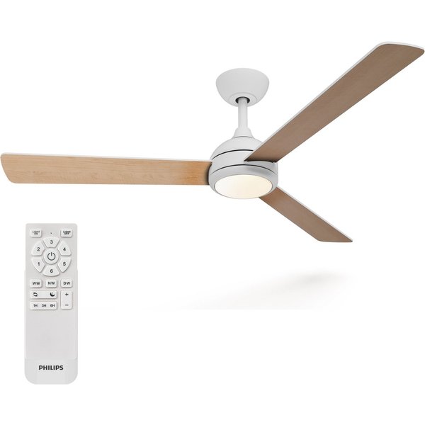 Philips LED Deckenleuchte Civx 24W, Ventilator 32W, drehbare Blätter, ⌀132cm schwarz-dunkelbraun, CCT - über Fernbedienung, Dimmer, Dimmfunktion, Ein-/Ausschalt