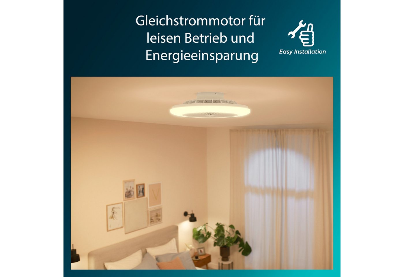 Philips LED Deckenleuchte Deckenventilator Amigo, Abschaltautomatik, CCT - über Fernbedienung, Dimmer, Dimmfunktion, Farbsteuerung, Farbwechsel, Fernbedienung,  – Bild 4 von 5